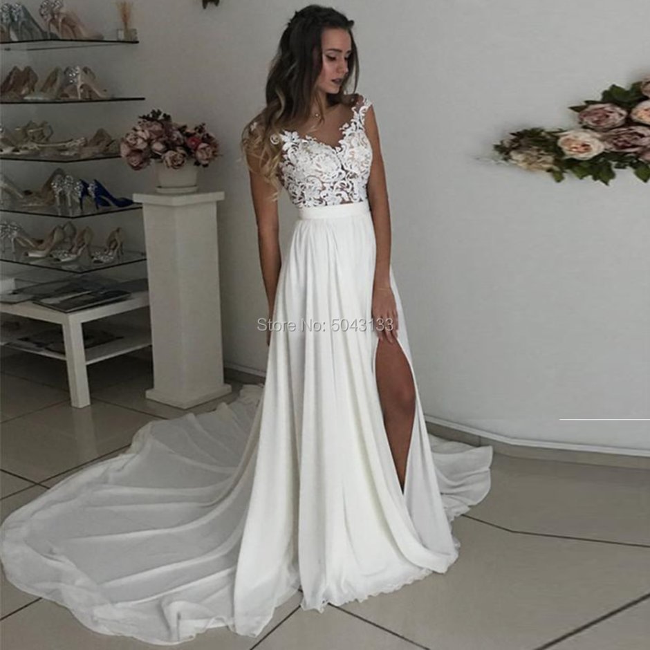 Шифоновое свадебное платье