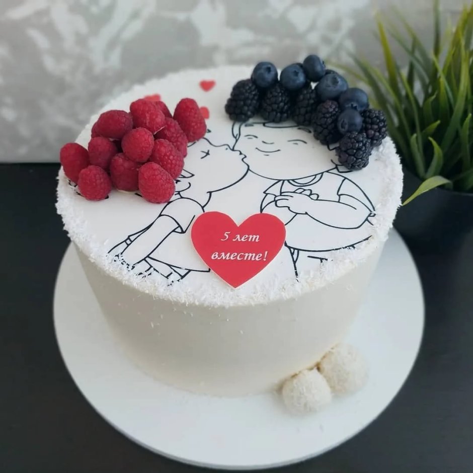 Торт на годовщину свадьбы в форме сердца
