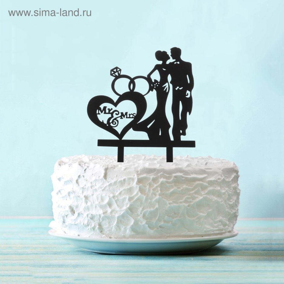 Топперы для торта свадебный Mr&Mrs