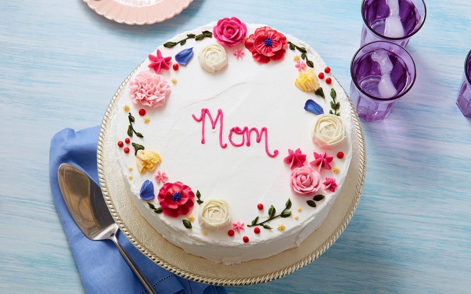 Декор торта для мамы
