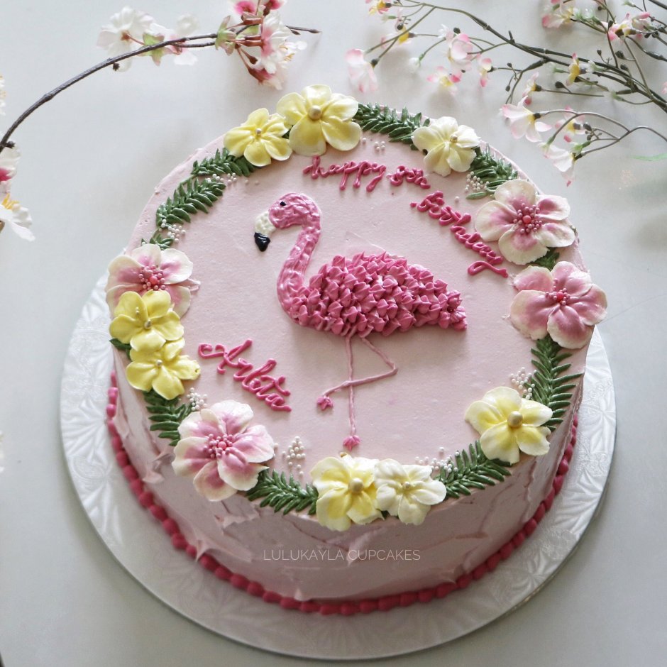 Украшение торта Фламинго