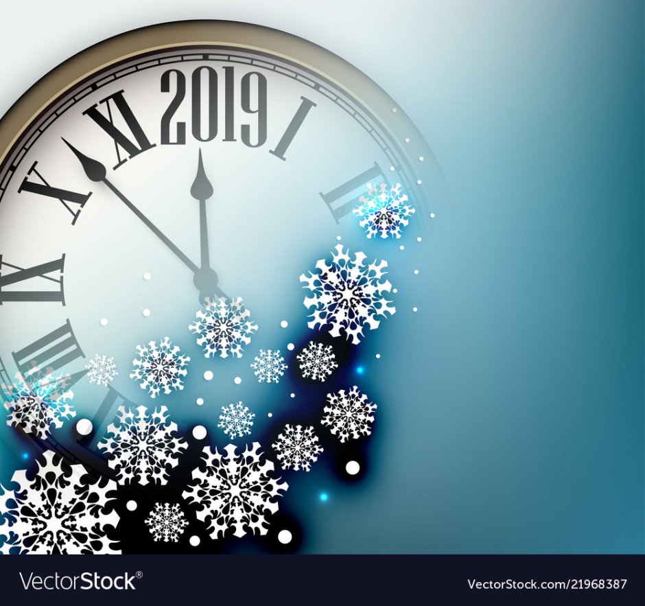 Синий фон часы новый год