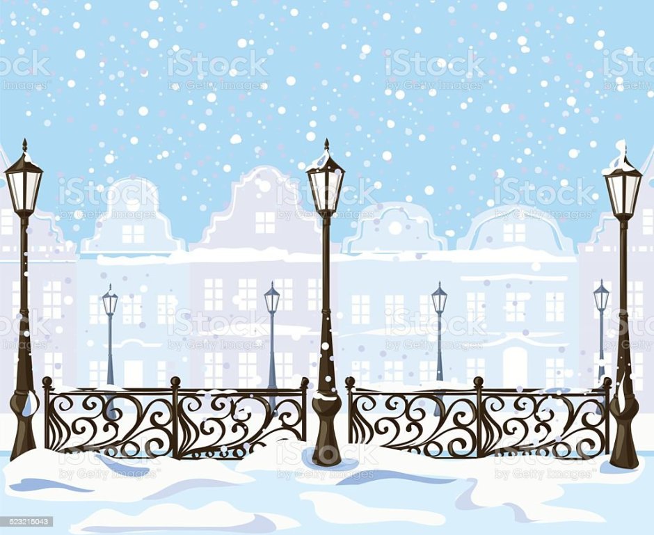 Векторное изображение город зимний