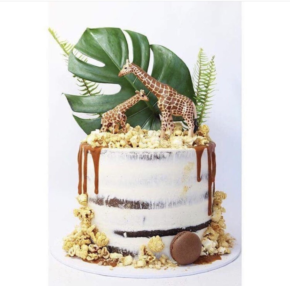 Торт в стиле сафари джунгли без мастики