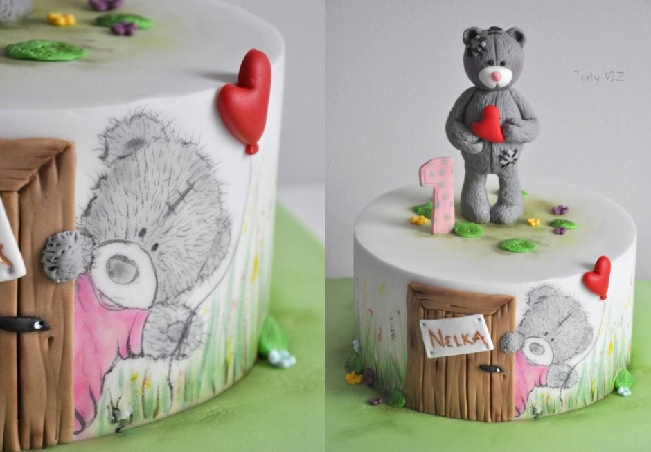 Торт с нарисованным мишкой
