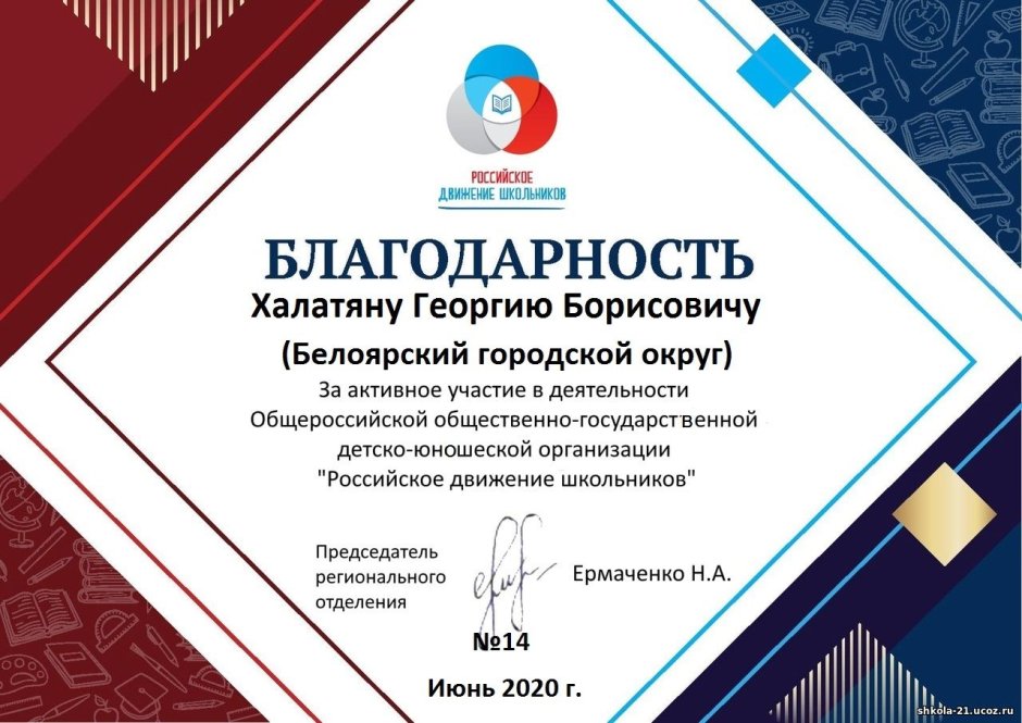 Сертификат РДШ
