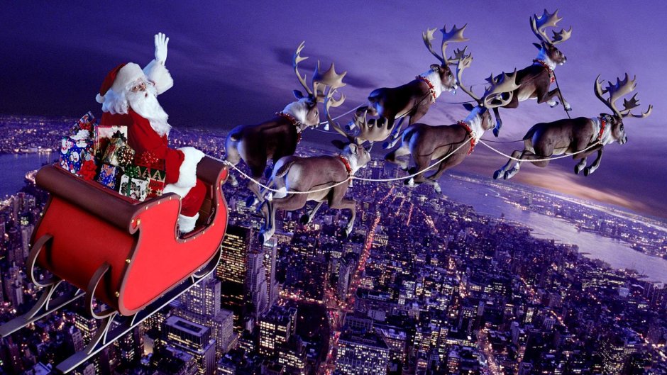 Сани Санта Клауса с оленями