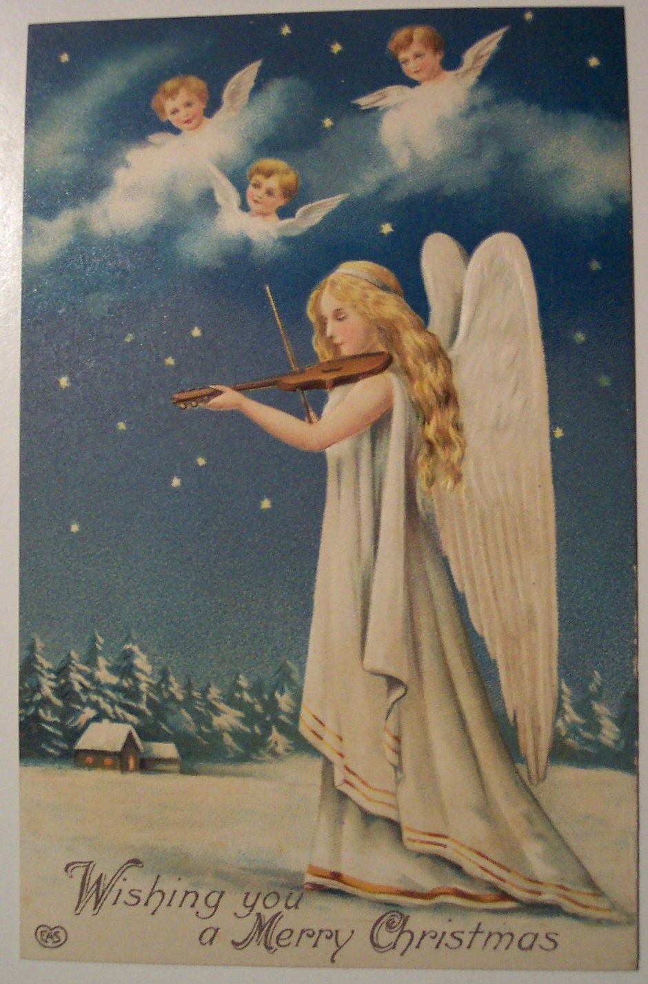 Открытки с Рождеством с ангелами