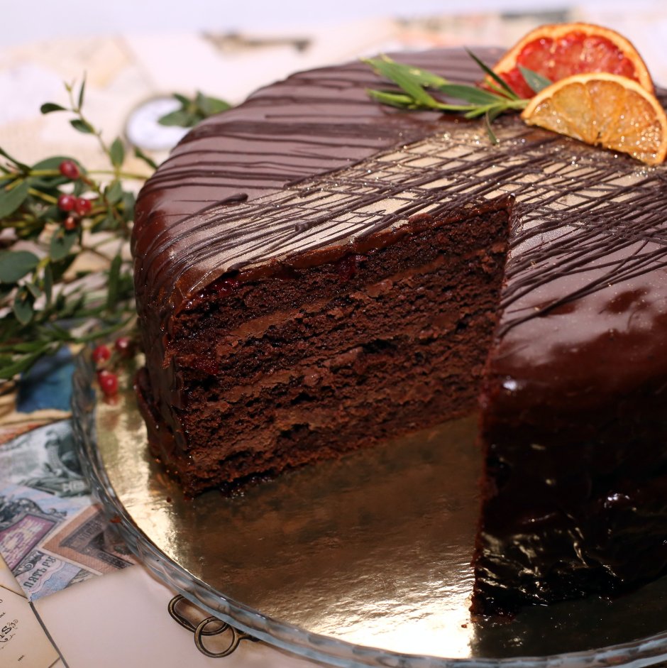 Шоколадный бисквитный торт Прага