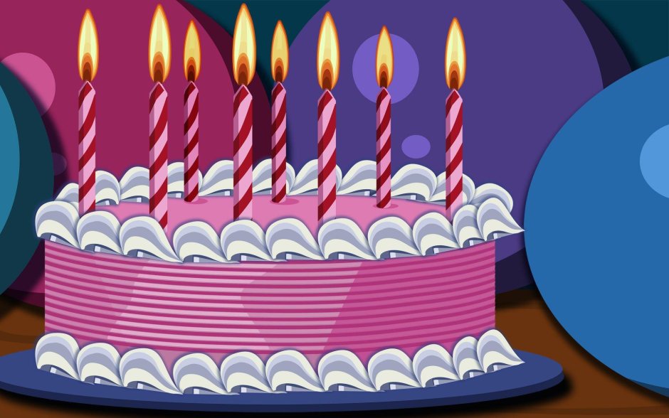 Открытки с днём рождения с тортом