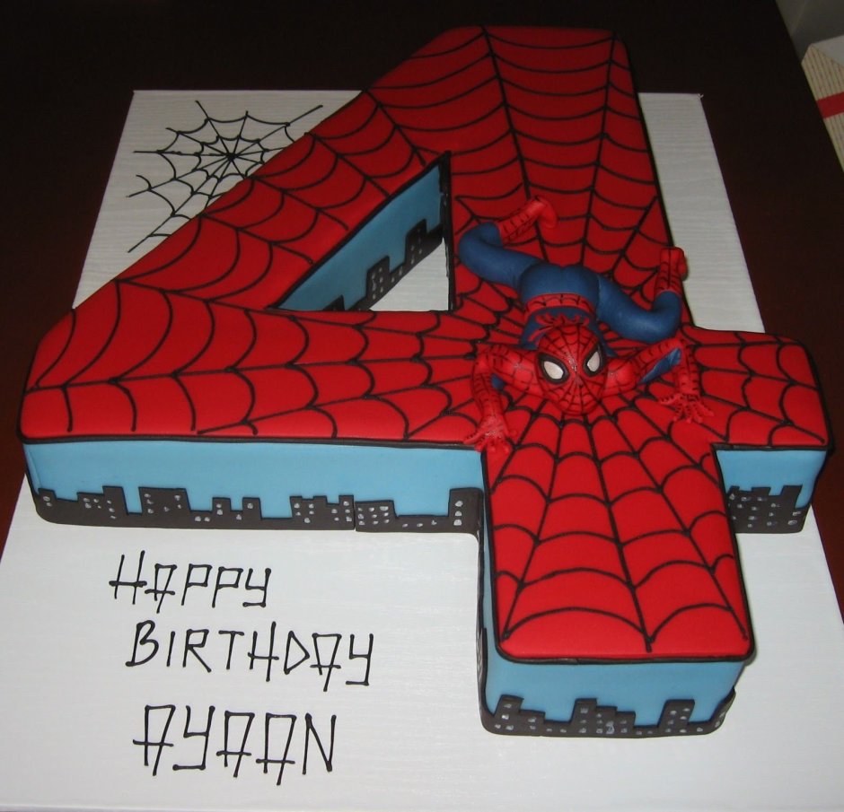 Человек-паук фотопечать на торт квадратный