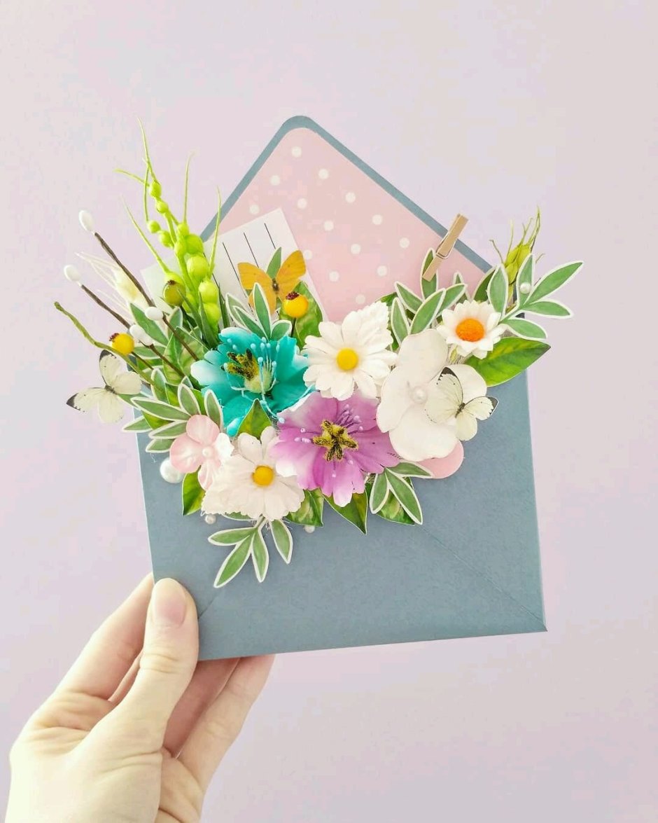 Объемная открытка цветы
