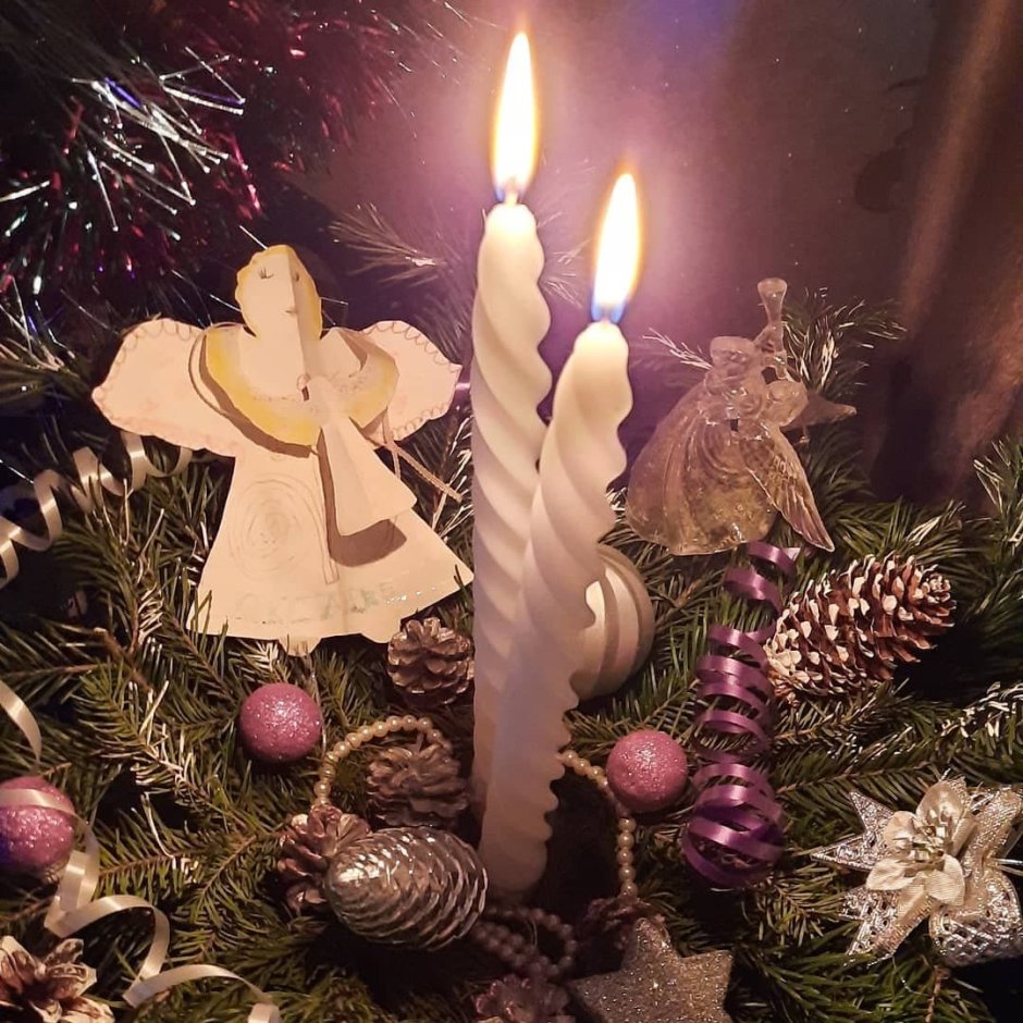 С Рождеством картинки свечи елка Церковь
