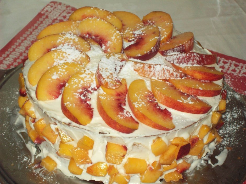 Персиковый торт с йогуртовым кремом