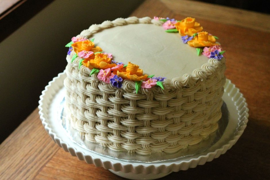 Торт украсить корзина цветов