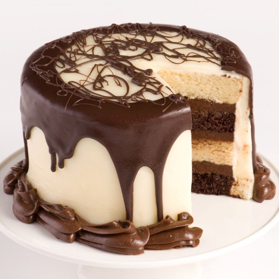 Ванильный торт с шоколадным кремом