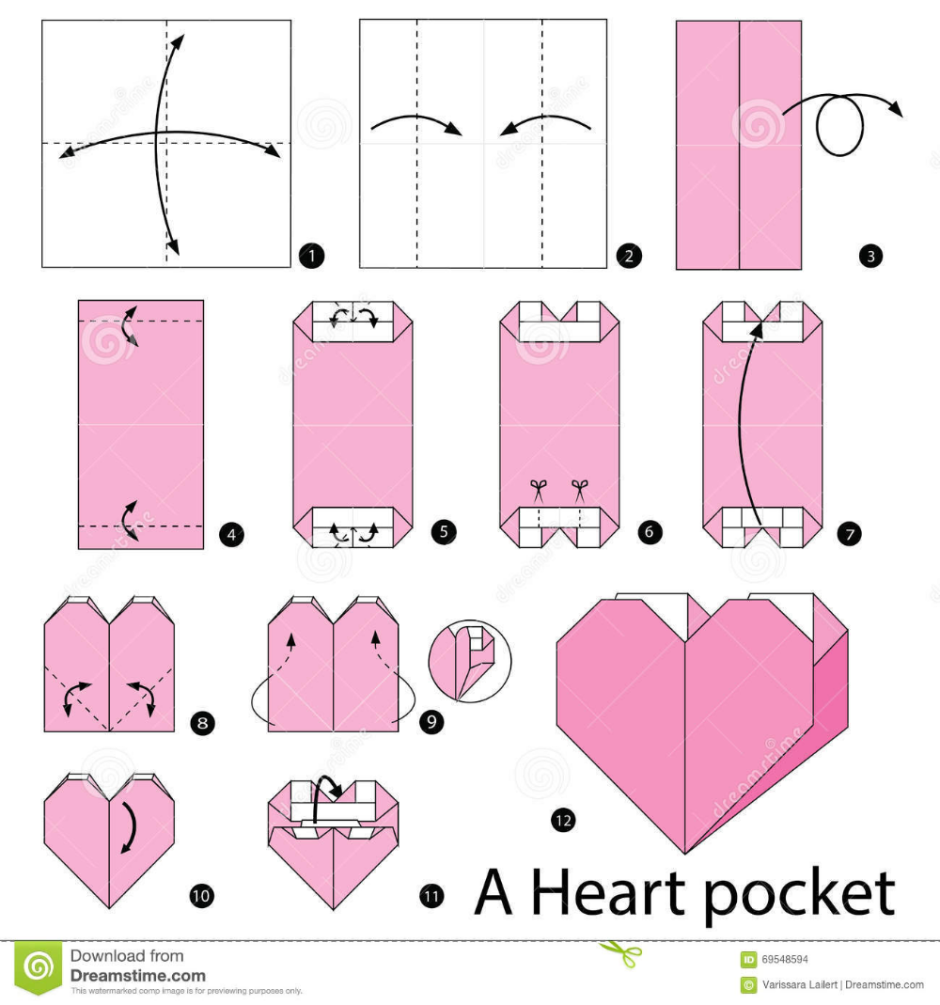Оригами из бумаги сердечко коробочка схема