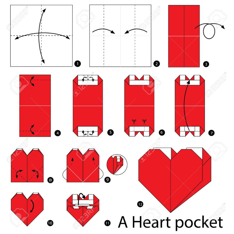 Оригами сердце с кармашком