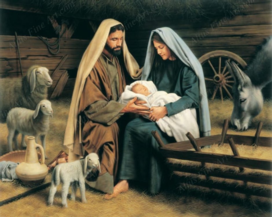 Рождество Мария и Иосиф в хлеву