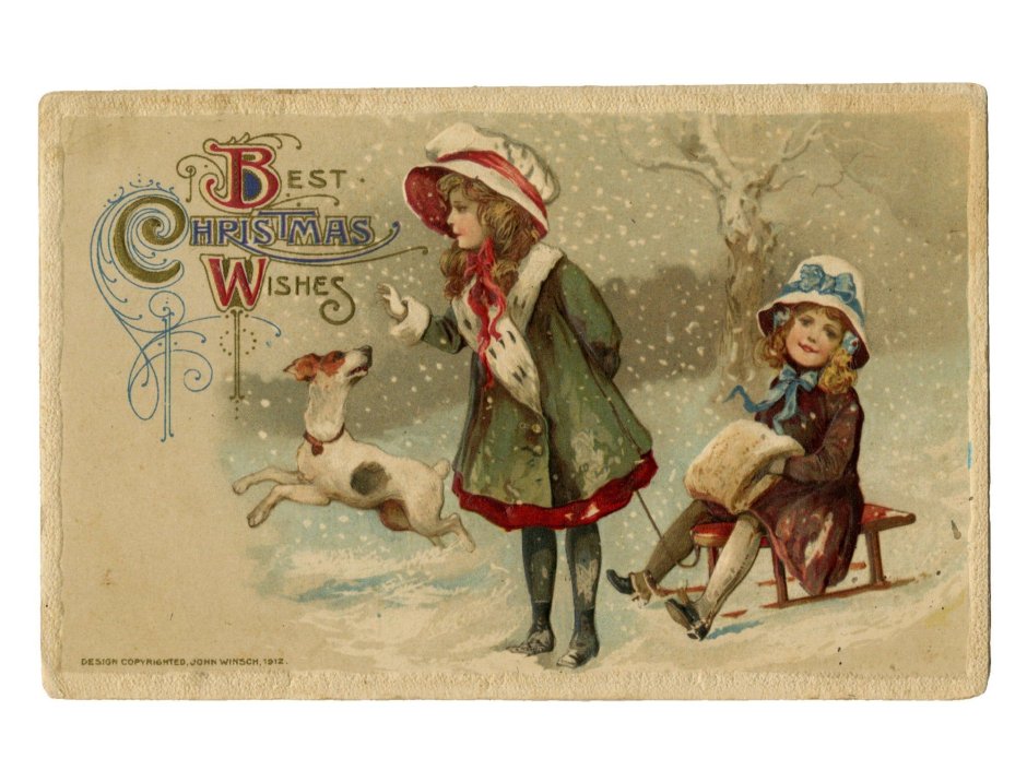 Старинные открытки с добрым днем зимние