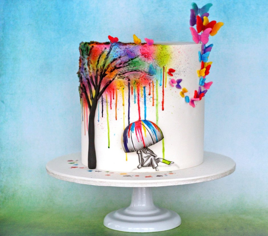Торт с красками и кистями