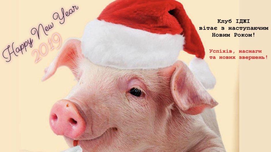 Свинка в новогодней шапке