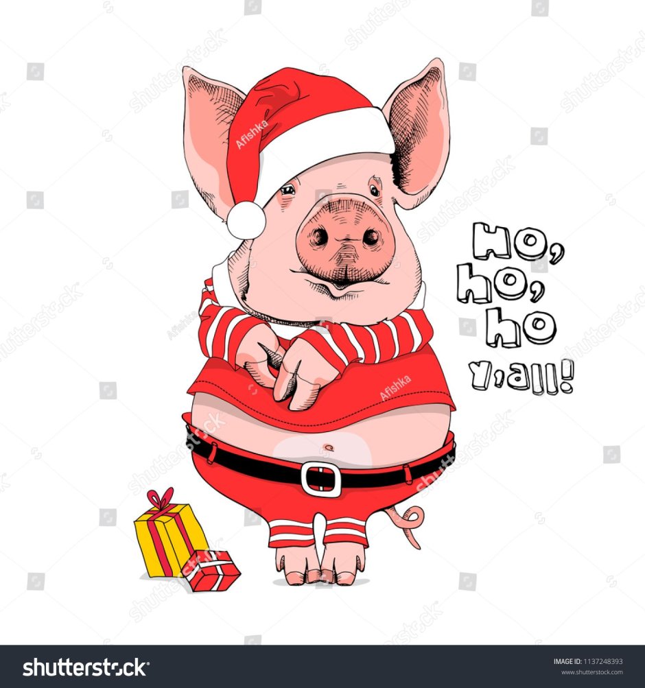 Рисунки новогодних свинок 2019