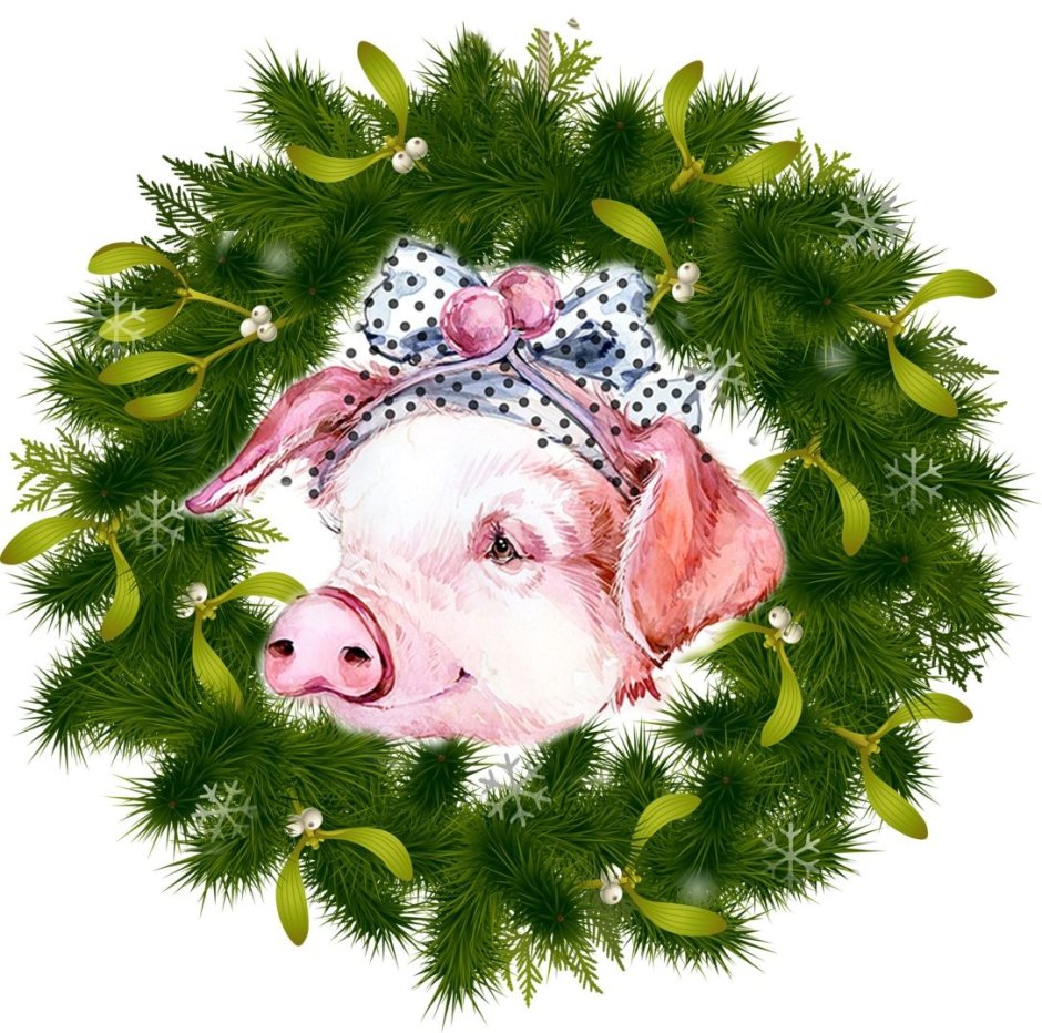 Новогодняя свинья в круге
