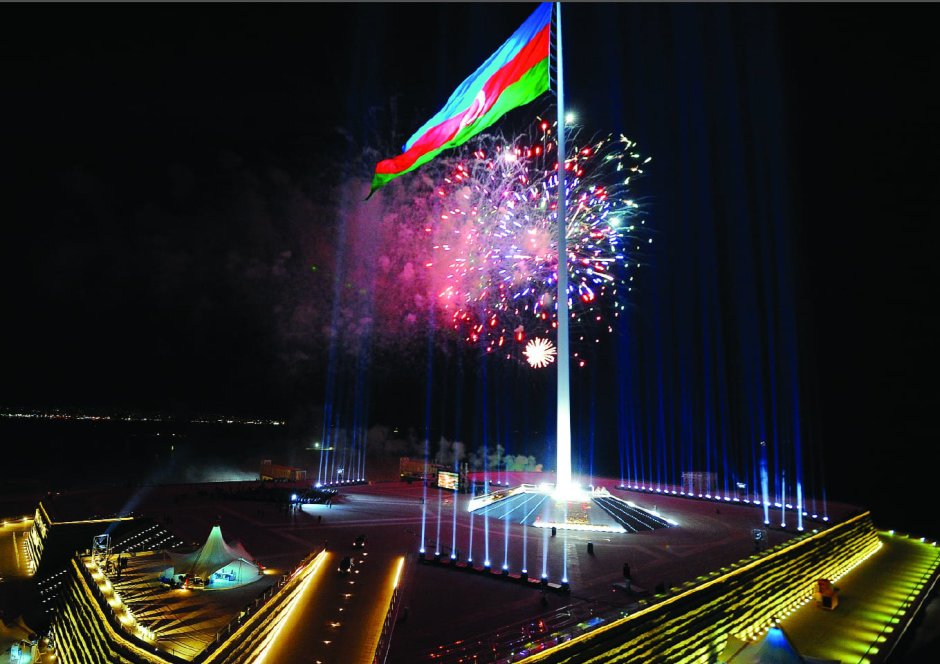 Азербайджанский флаг в Баку