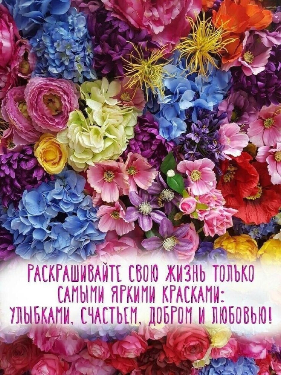 Яркие цветы с пожеланиями