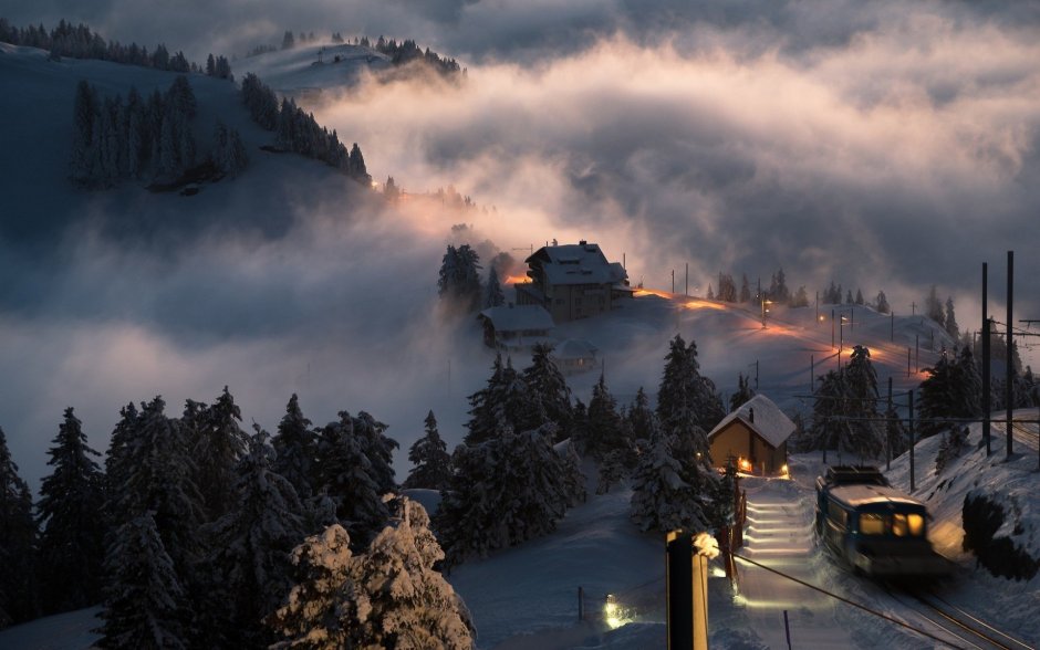 Австрия Шале Альпы зимой