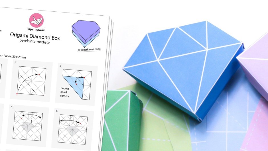 Оригами коробочка с крышкой из 1 листа
