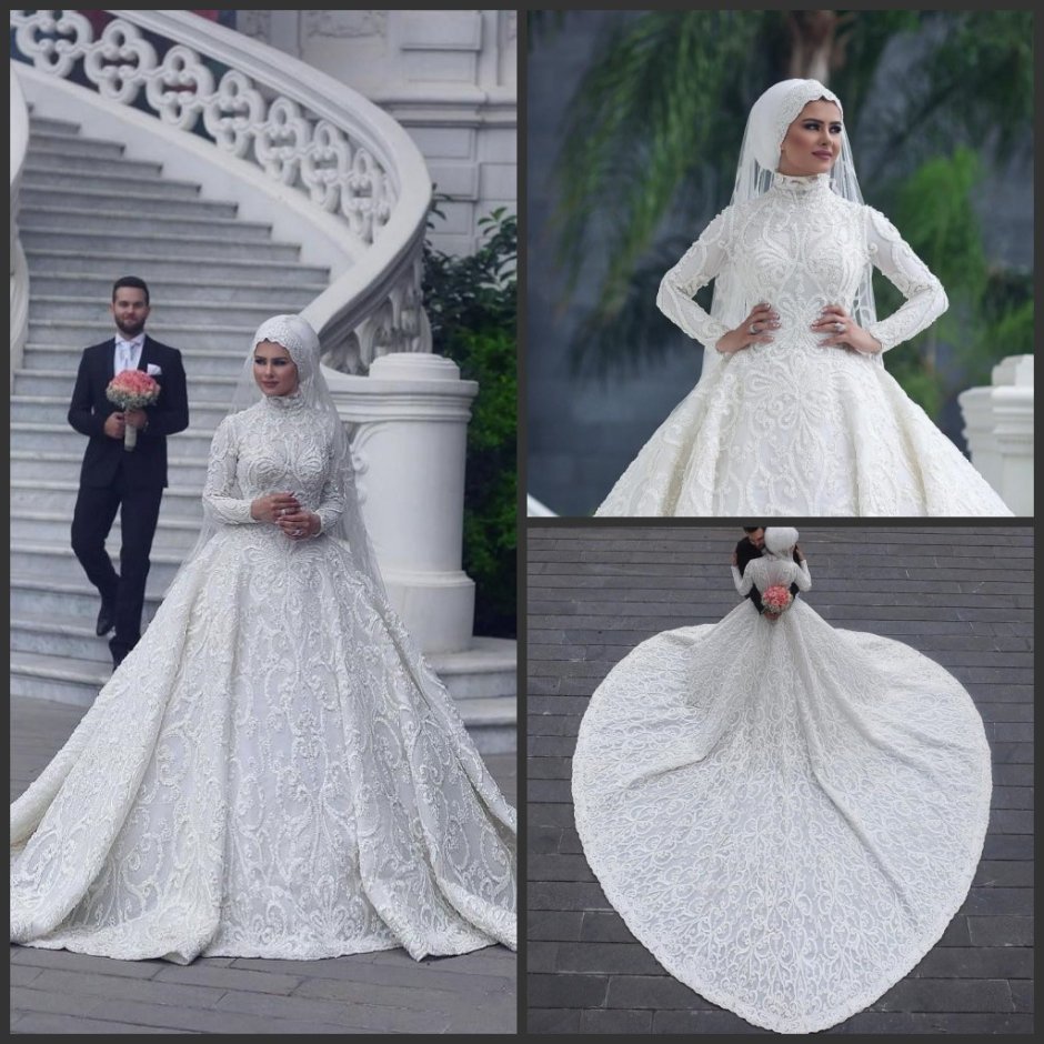 Свадебное платье с хиджабом белое