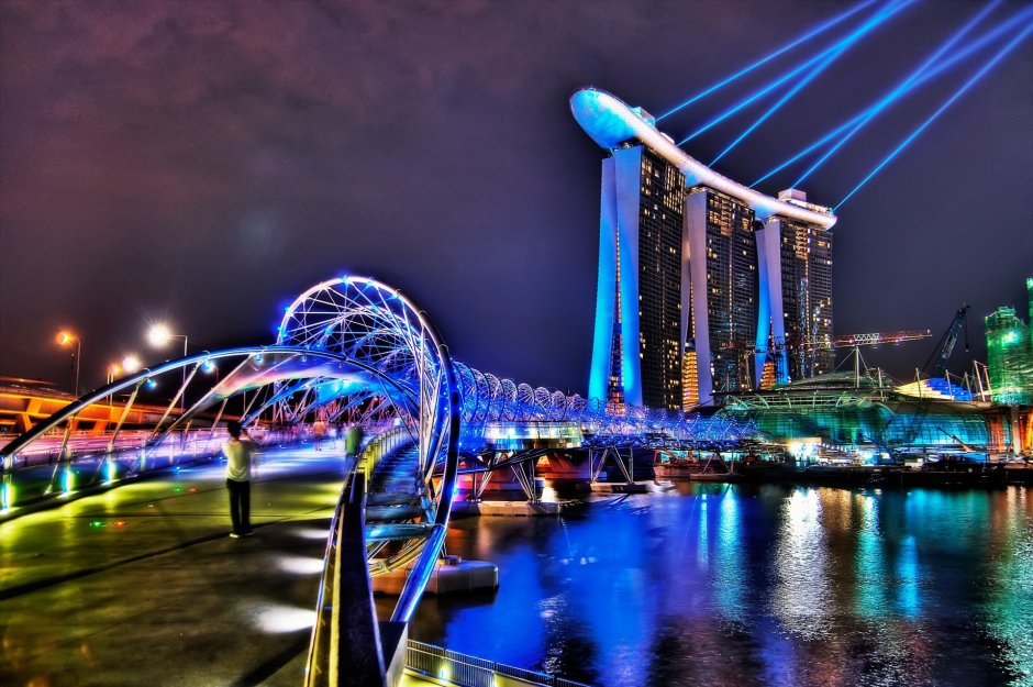Сингапур лазерное шоу Марина Бэй