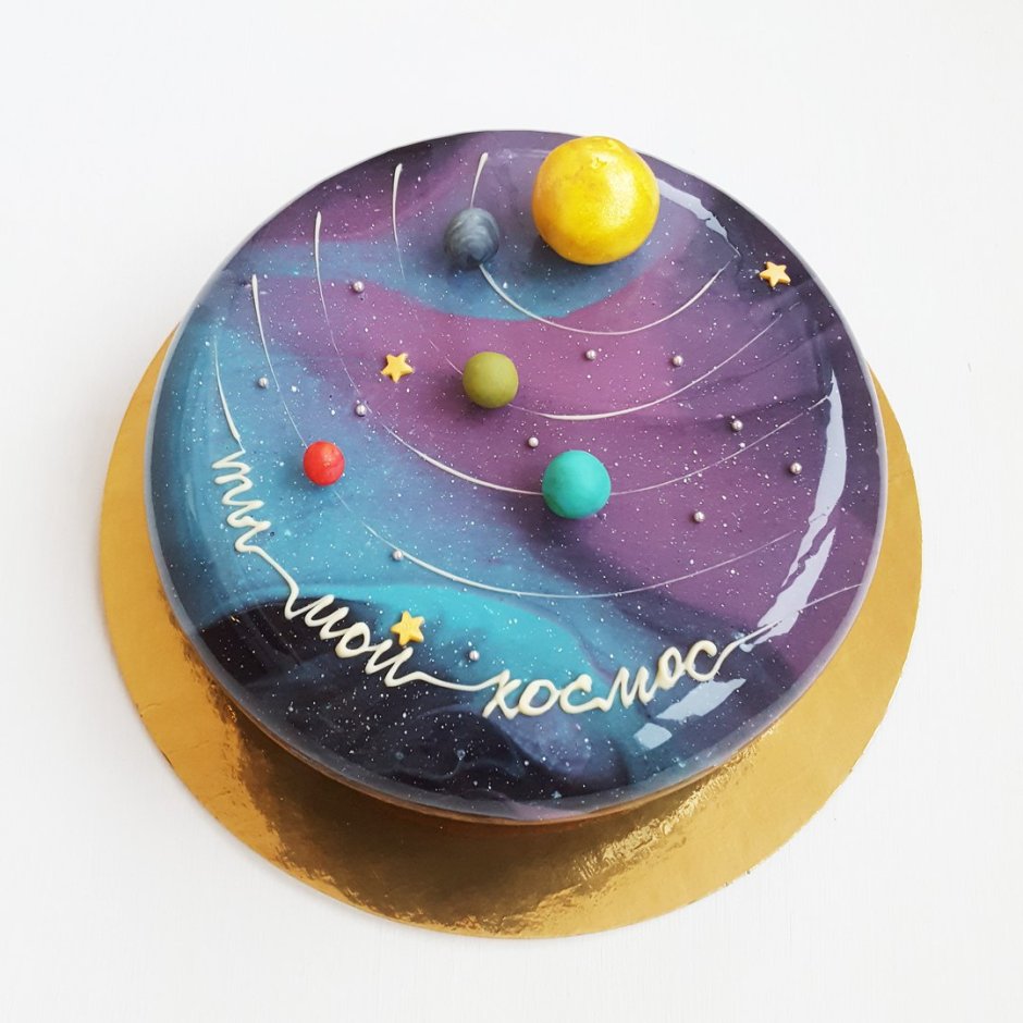 Муссовый торт с зеркальной глазурью космос