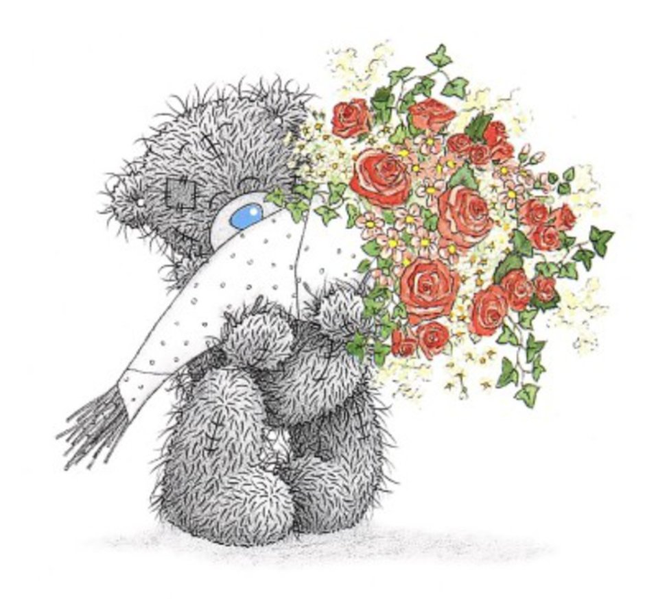 Медвежонок Тедди с цветами
