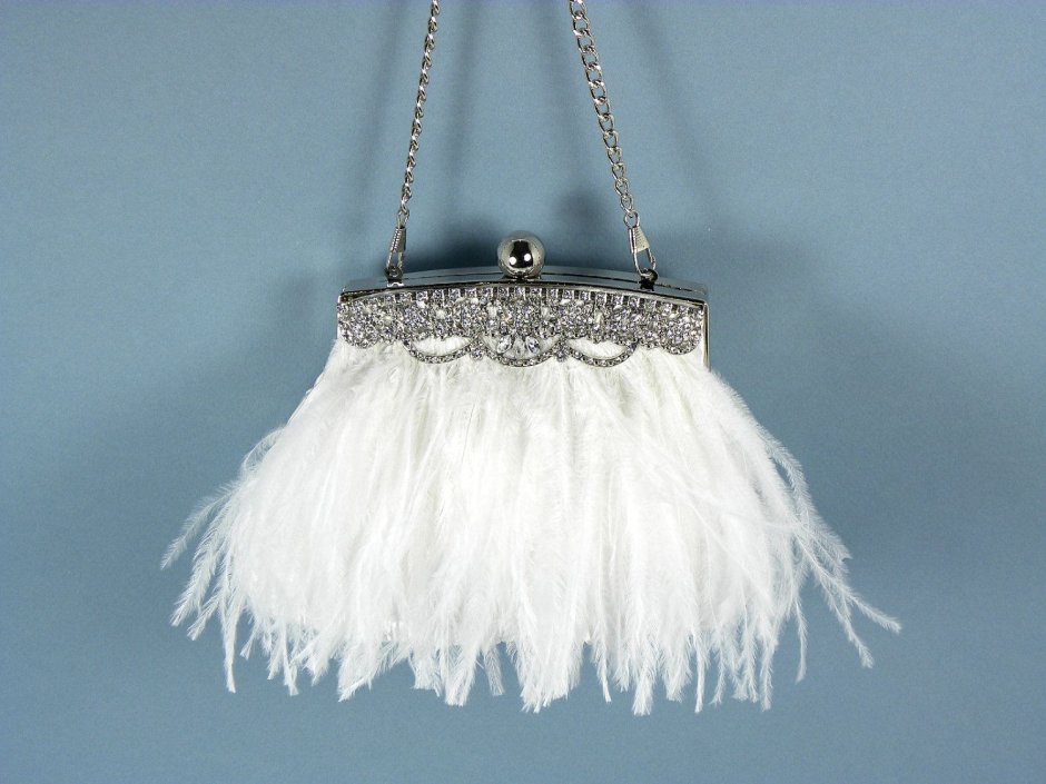 Свадебная сумочка с перьями страуса