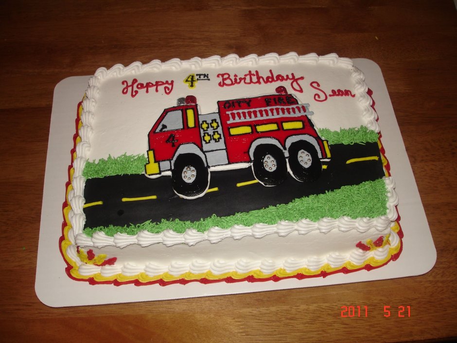 Торт пожарная машина из крема