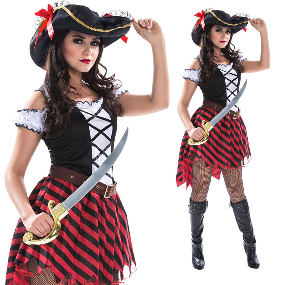 Пиратские костюмы для девушек с тельняшкой