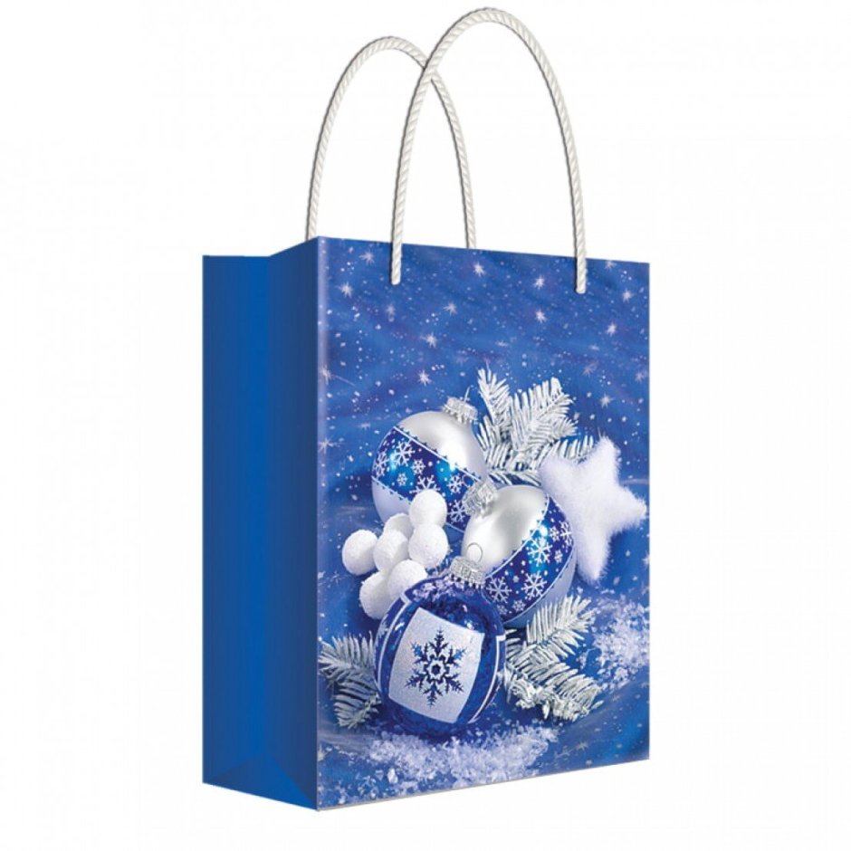 Пакет подарочный Феникс present синие новогодние шары 32.4 х 26 х 12.7 см
