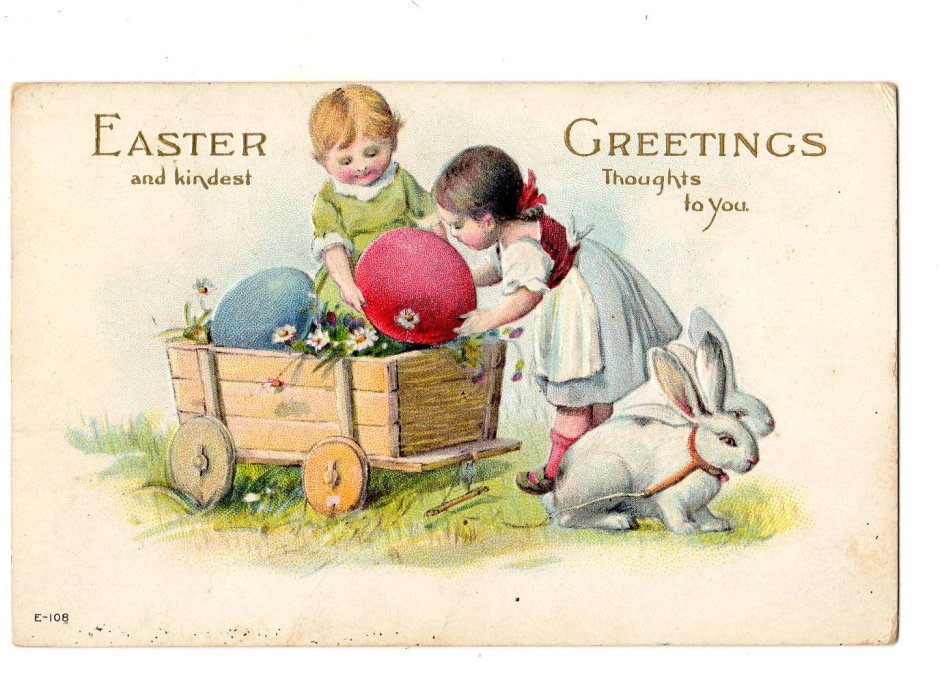 Пасхальные открытки мальчик и девочка