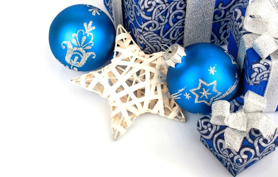 Синие новогодние украшения
