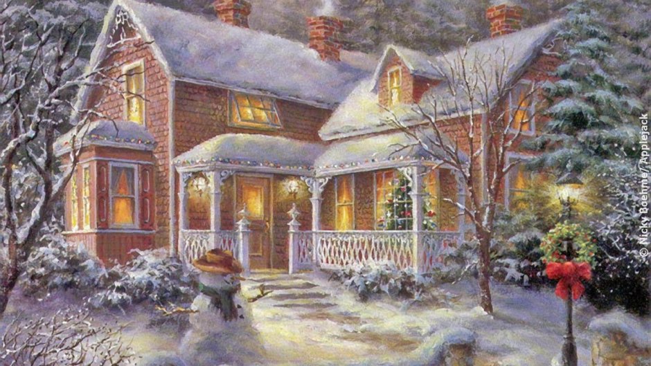 Сказочный зимний домик иллюстрация