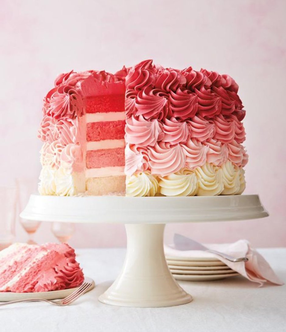 Торт градиент розовый