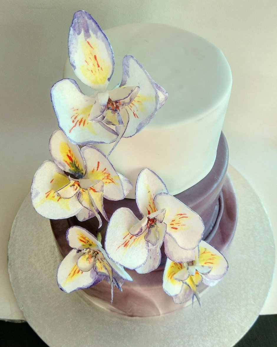 Торт с орхидеями живыми