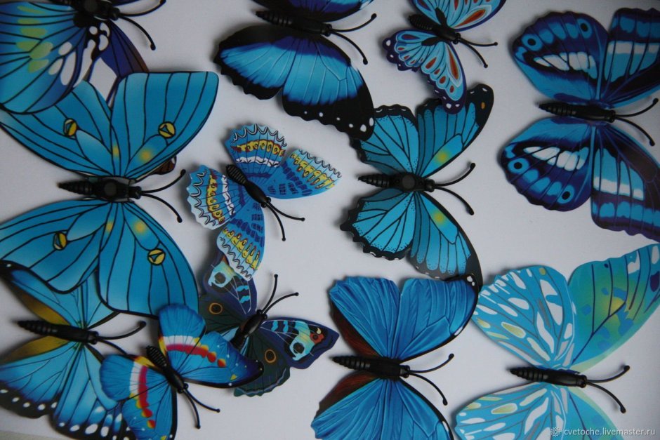 Ткань бабочка синий