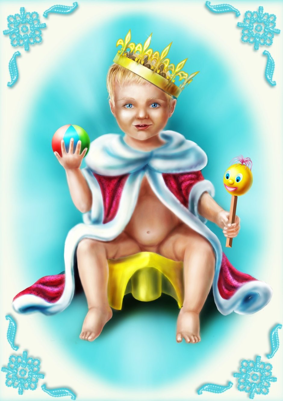 Ребенок на горшке в короне