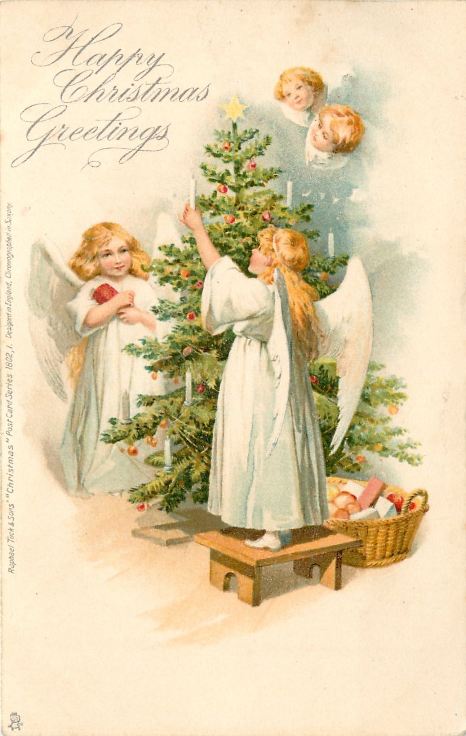 Новогодние Винтажные открытки с ангелами