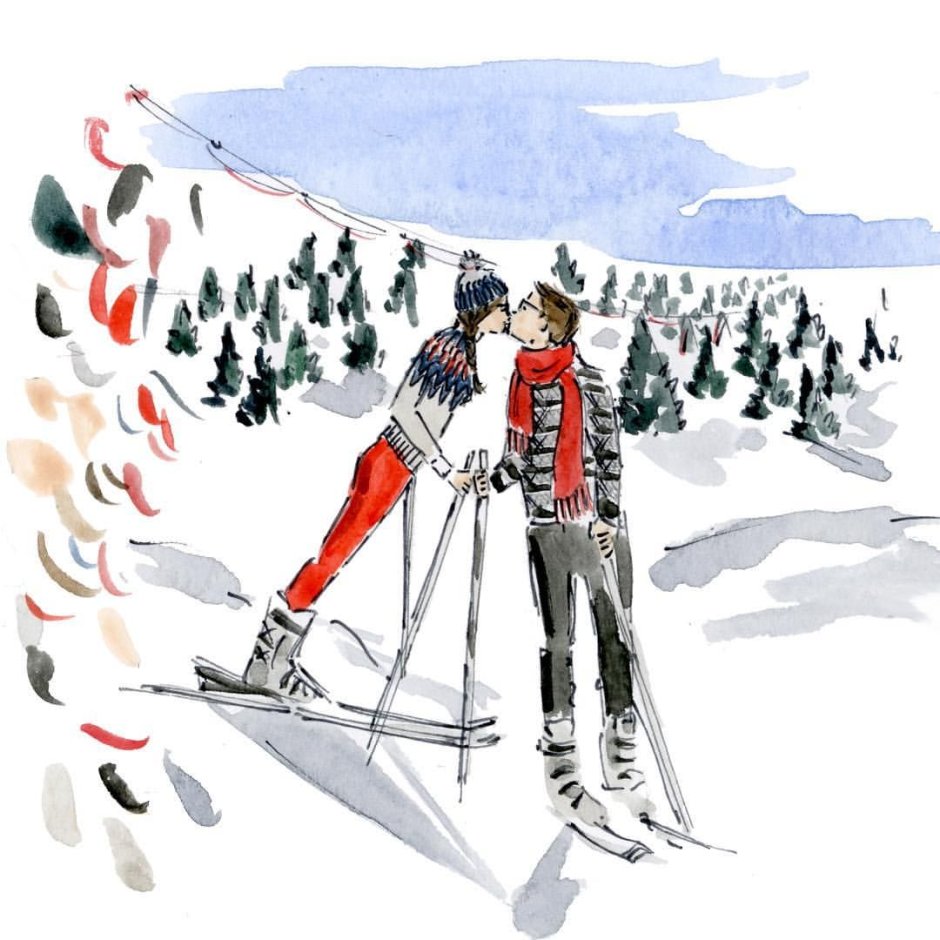 Лыжи иллюстрация