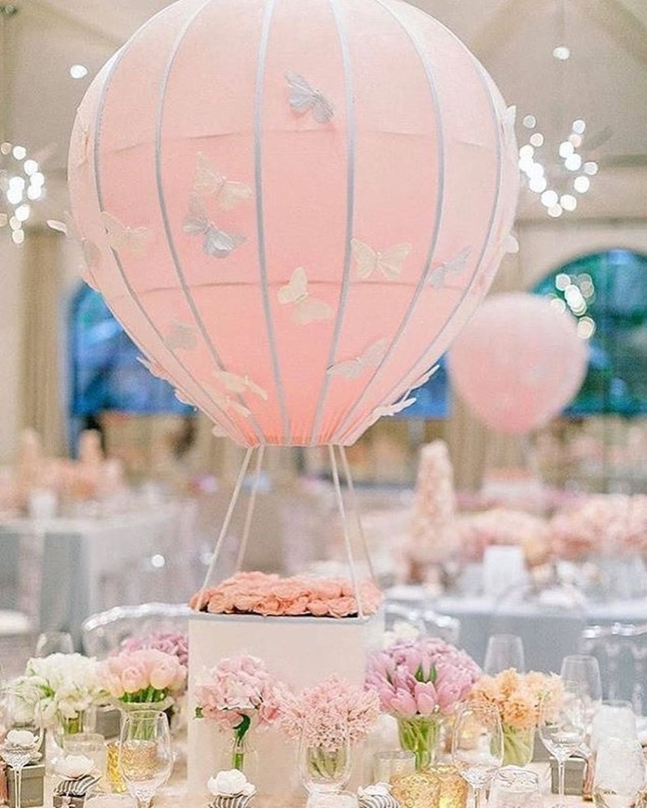 Декор свадьбы с воздушными шарами с корзинами